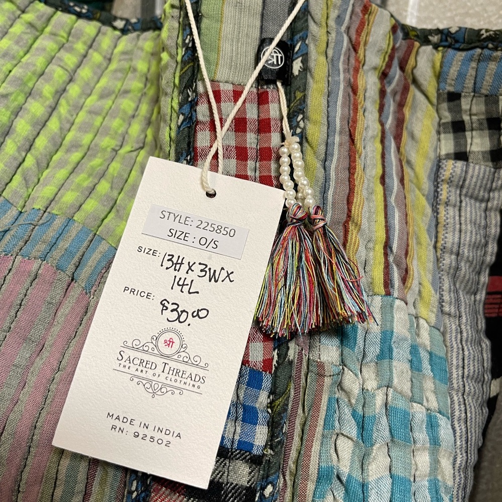 Sacred Threads Patchwork Quilted Hand Bag - Multi… - image 2